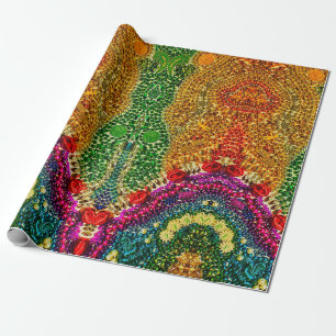 Rainbow Mardi Gras Bead Art Wrapping Paper Geschenkpapier