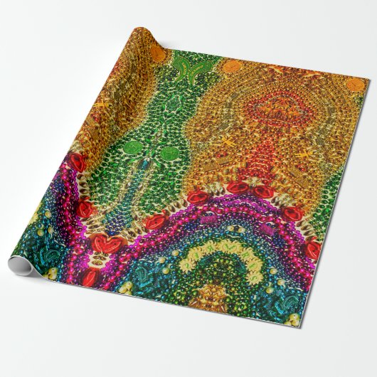 Rainbow Mardi Gras Bead Art Wrapping Paper Geschenkpapier (Ungerollt)