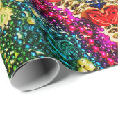 Rainbow Mardi Gras Bead Art Wrapping Paper Geschenkpapier (Rolleneckpunkt)