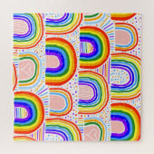 Rainbow Marker Illustration: Childish Seamless Pat Puzzle (Horizontal)