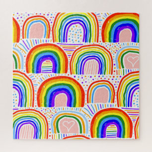 Rainbow Marker Illustration: Childish Seamless Pat Puzzle