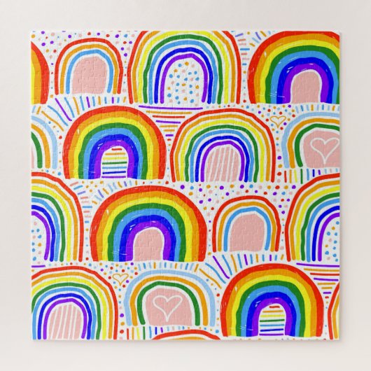 Rainbow Marker Illustration: Childish Seamless Pat Puzzle (Vertikal)