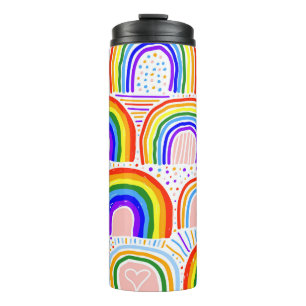 Rainbow Marker Illustration: Childish Seamless Pat Thermosbecher