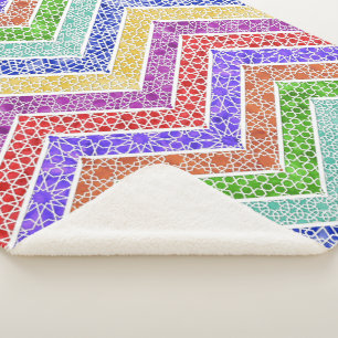 Rainbow Marokkanisches Gitter Chevrons Sherpadecke
