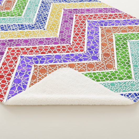 Rainbow Marokkanisches Gitter Chevrons Sherpadecke (3/4)