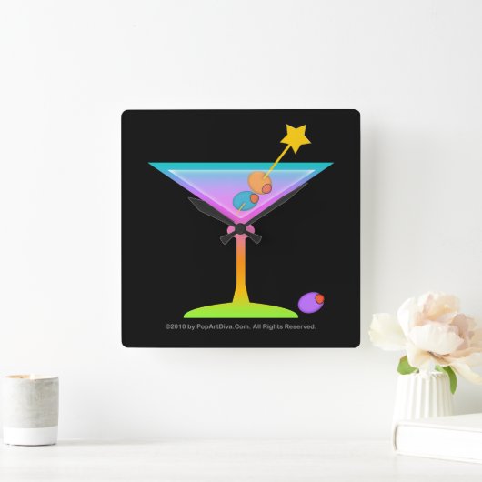 RAINBOW MARTINI WALL CLOCK QUADRATISCHE WANDUHR (Zuhause)