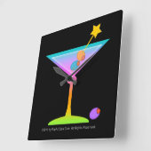 RAINBOW MARTINI WALL CLOCK QUADRATISCHE WANDUHR (Winkel)