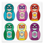 Rainbow Matryoshka Owls Poster (Vorne)