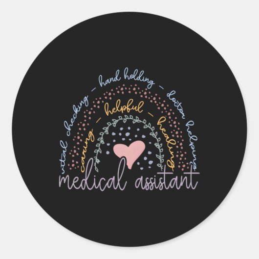 Rainbow Medical Assistant Runder Aufkleber (Vorderseite)