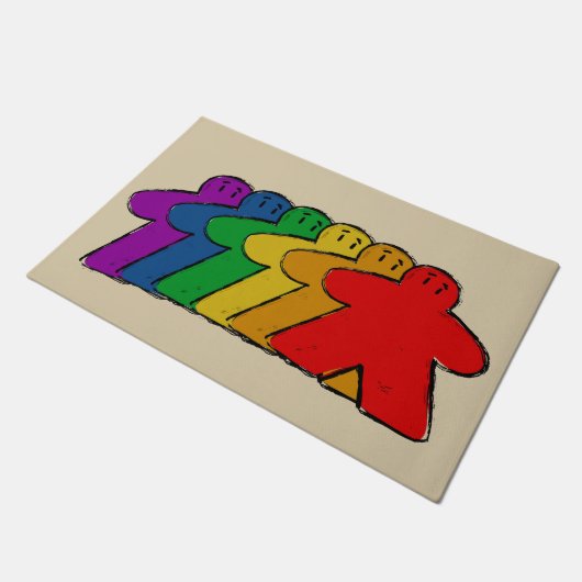 Rainbow Meeple Board Game Front Eingang Fußmatte (Schrägansicht)
