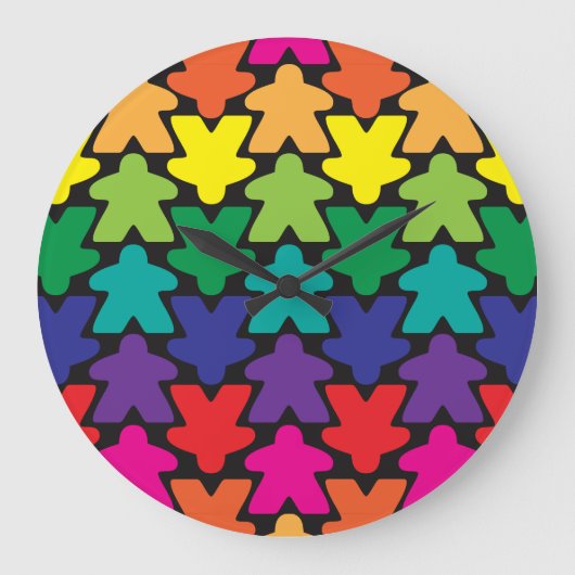 Rainbow Meeple Clock Große Wanduhr (Vorderseite)