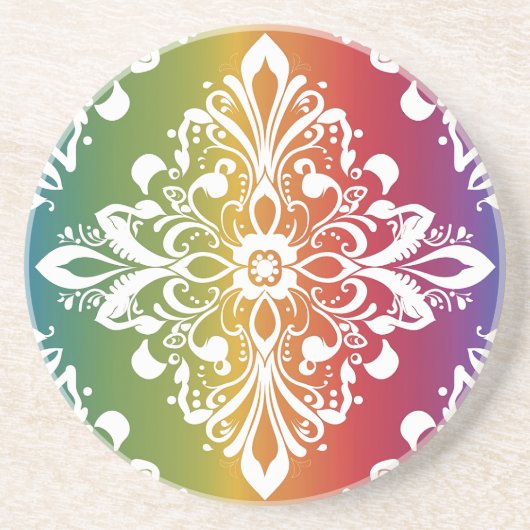 Rainbow Mehndi Pattern Sandstone Untersetzer (Vorne)