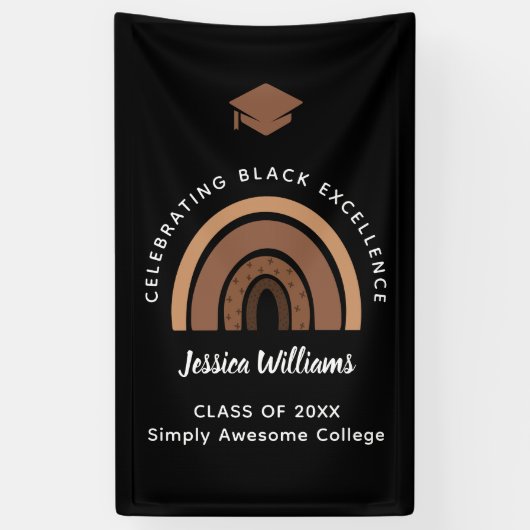 Rainbow Melanin Black Excellence Class Year Grad Banner (Vertikal)