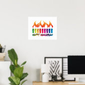 Rainbow Menorah Hanukkah Greeting Poster (Heimbüro)