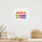 Rainbow Menorah Hanukkah Greeting Poster (Küche)