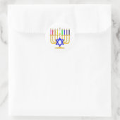 Rainbow Menorah Runder Aufkleber (Tasche)