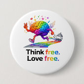 Rainbow Mental Health Freedom Brain Illustration Button (Vorderseite)