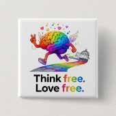 Rainbow Mental Health Freedom Brain Illustration Button (Vorderseite)