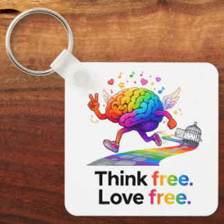 Rainbow Mental Health Freedom Brain Illustration Schlüsselanhänger