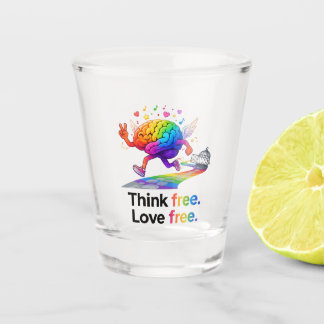 Rainbow Mental Health Freedom Brain Illustration Schnapsglas