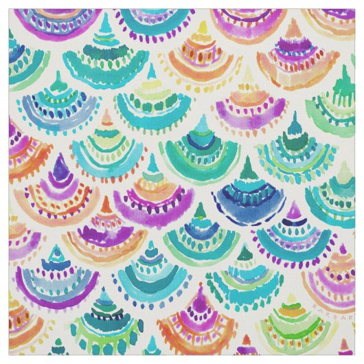 RAINBOW MERMACITA Farbenfrohe Meerjungfrau Scallop Stoff (Muster)