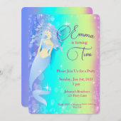 Rainbow Mermaid Birthday Einladung (Vorne/Hinten)