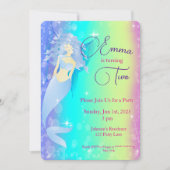 Rainbow Mermaid Birthday Einladung (Vorderseite)