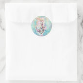 Rainbow Mermaid Fantasy Art Illustration Runder Aufkleber (Tasche)