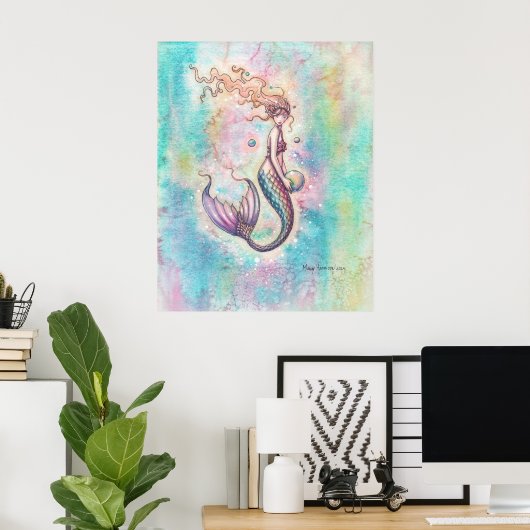 Rainbow Mermaid Fantasy Art Poster (Heimbüro)