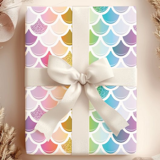 Rainbow Mermaid Fish Scales Niedliches nautisches Geschenkpapier