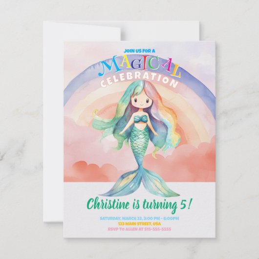 Rainbow Mermaid Flat Card (Vorderseite)