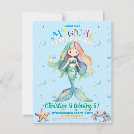 Rainbow Mermaid Flat Card (Vorderseite)