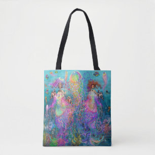 Rainbow Mermaid Jellyfish Prom Kleider Tote Tasche