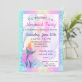 Rainbow Mermaid Party Einladung (Stehend Vorderseite)