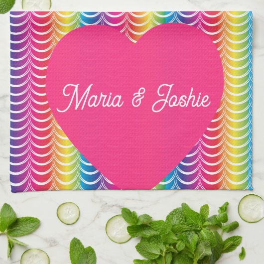 Rainbow Mermaid Pride Heart Geschirrtuch (Gefaltet)