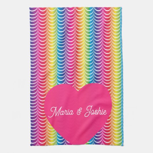 Rainbow Mermaid Pride Heart Geschirrtuch (Vertikal)