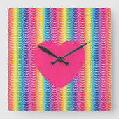 Rainbow Mermaid Pride Heart Quadratische Wanduhr (Vorderseite)