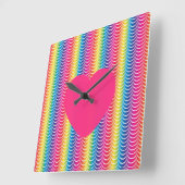 Rainbow Mermaid Pride Heart Quadratische Wanduhr (Winkel)