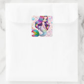 Rainbow Mermaid Quadratischer Aufkleber (Tasche)
