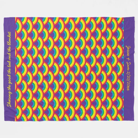 Rainbow Mermaid Scale Fleecedecke (Vorderseite (Horizontal))