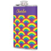 Rainbow Mermaid Scale Grosser Individuelle Name Flachmann (Links)