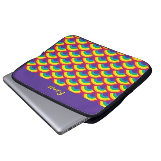 Rainbow Mermaid Scale Individuelle Name Laptopschutzhülle (Vorne Knopf)