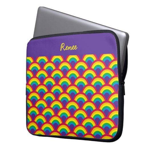 Rainbow Mermaid Scale Individuelle Name Laptopschutzhülle (Vorderseite Links)