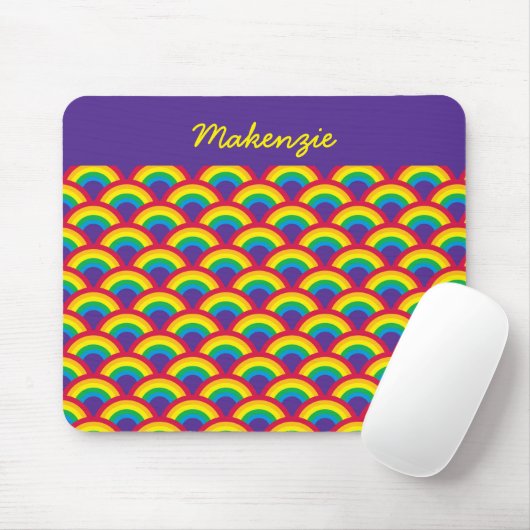 Rainbow Mermaid Scale Individuelle Name Mousepad (Mit Mouse)
