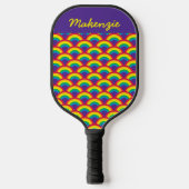 Rainbow Mermaid Scale Individuelle Name Pickleball Schläger (Vorderseite)