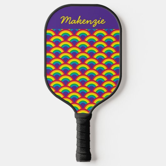 Rainbow Mermaid Scale Individuelle Name Pickleball Schläger (Vorderseite)