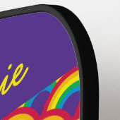 Rainbow Mermaid Scale Individuelle Name Pickleball Schläger (Linke Seite)