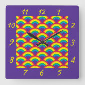 Rainbow Mermaid Scale Square Acrylmauer Quadratische Wanduhr (Vorderseite)