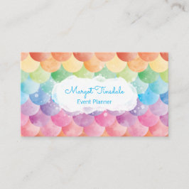 Rainbow Mermaid Watercolor Business Card Visitenkarte