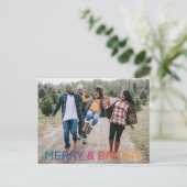 Rainbow Merry and Bright Foto Feiertagspostkarte (Stehend Vorderseite)